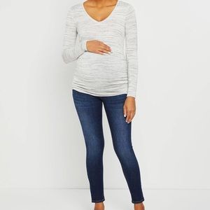 NWT XL Motherhood Women's Maternity Long Sleeve V-Neck Side Ruched Tee Shirt